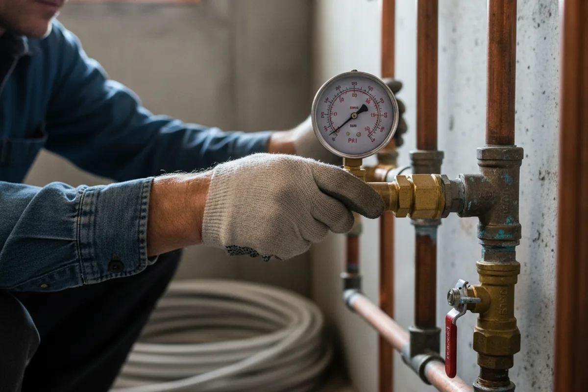 Pressure testing a repaired line during Water Line Repair in Belfry